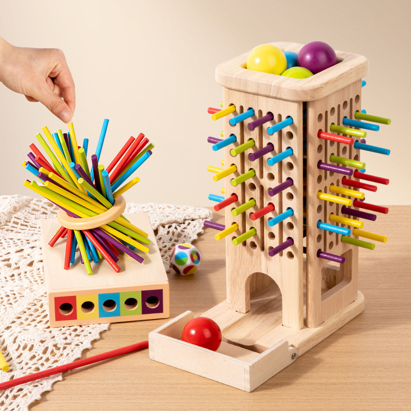 Dice Tower Wooden - Montessori Gra Drewniana Wieża z Patyczków