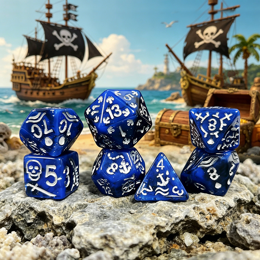 Board Game Pirates - 7-częściowy zestaw pirackich kości o tematyce